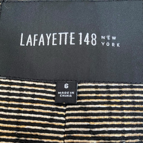 Lafayette 148 Women's Size 6 Blazer Top Metallic Gold Zip Front Jacket Career - Picture 9 of 9